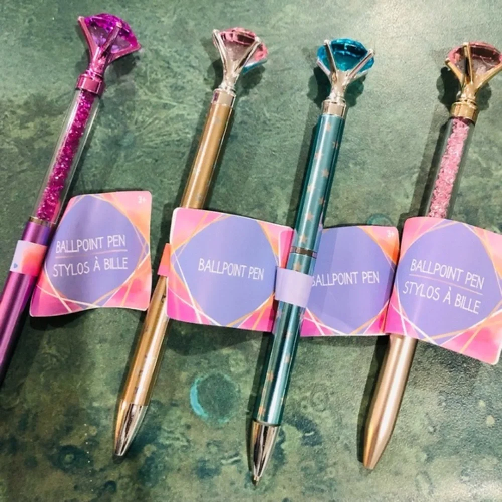 4pack Gemstone topped ballpoint pens new FREE‎ with purchase